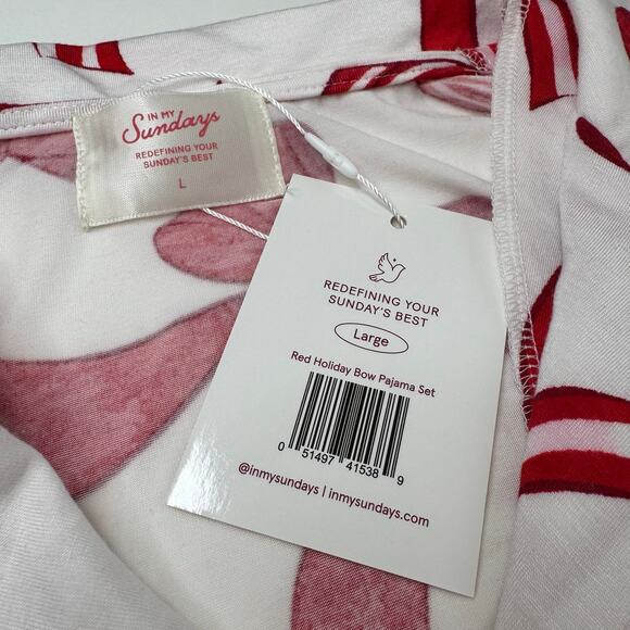 In My Sundays | NWT Red Holiday Bow Pajama Set - Picture 7 of 12